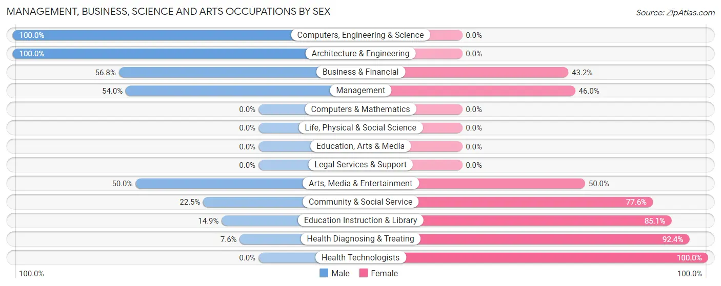 Management, Business, Science and Arts Occupations by Sex in Zimmerman