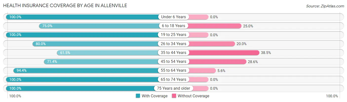 Health Insurance Coverage by Age in Allenville