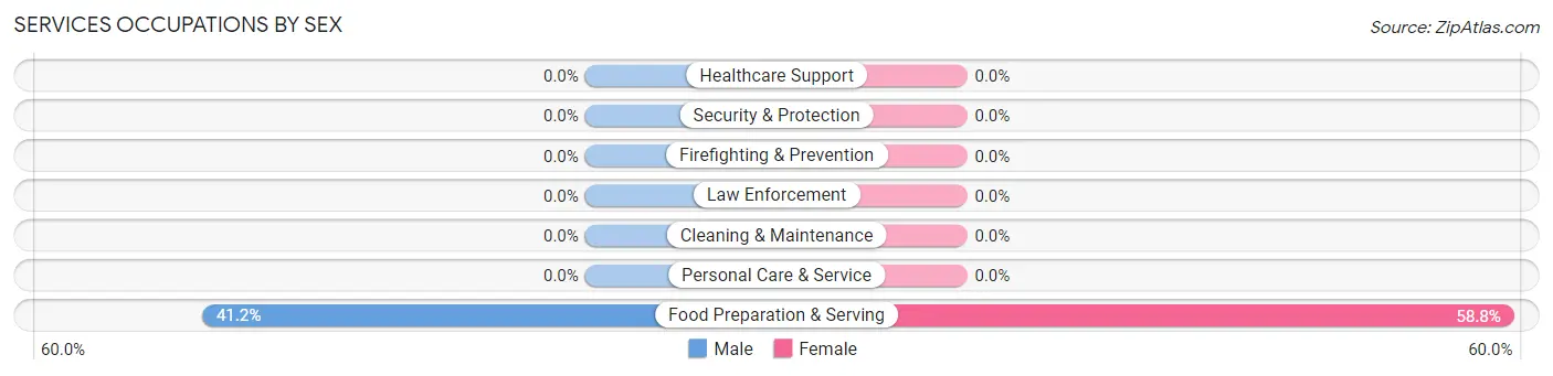 Services Occupations by Sex in Bagnell