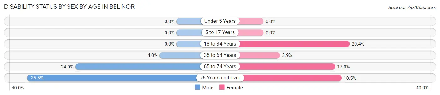 Disability Status by Sex by Age in Bel Nor