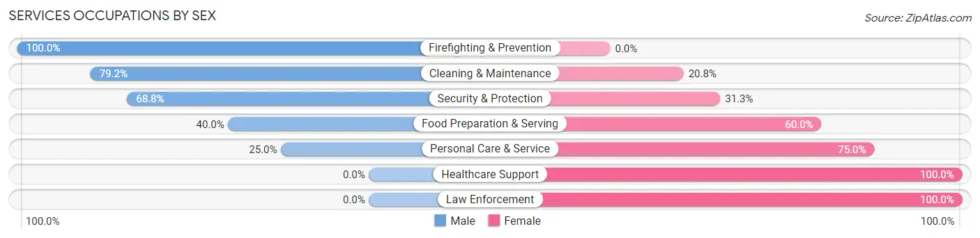 Services Occupations by Sex in Bel Nor