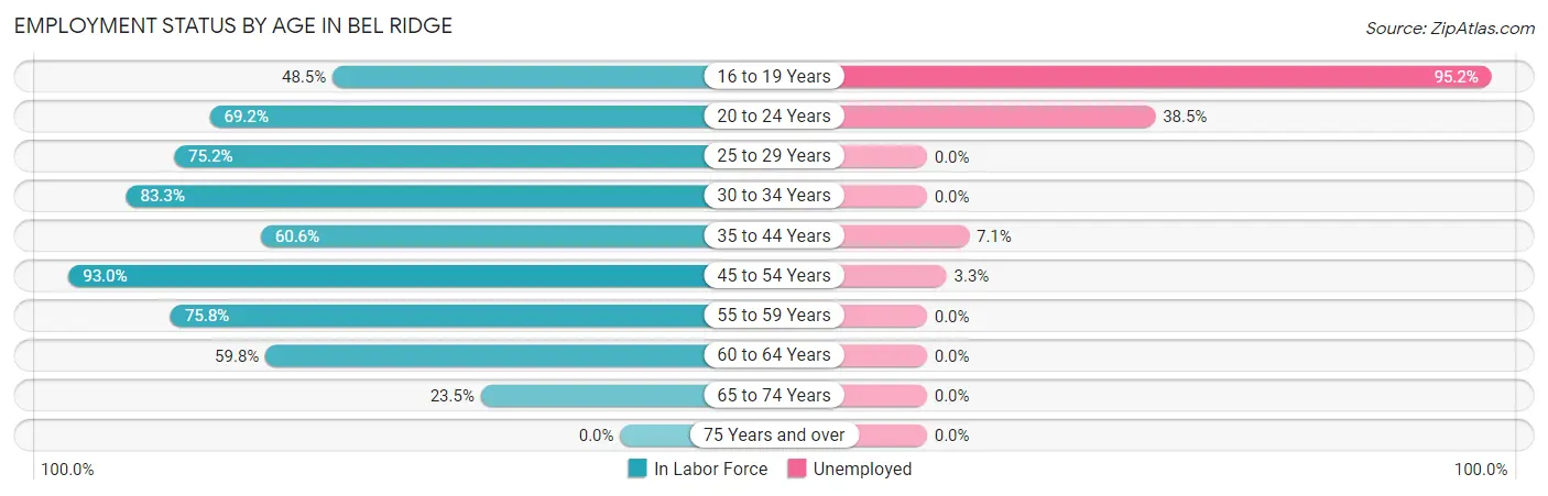 Employment Status by Age in Bel Ridge