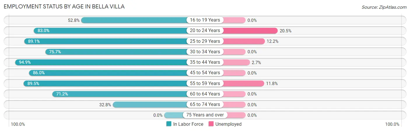 Employment Status by Age in Bella Villa