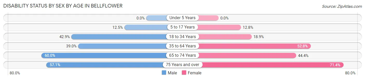 Disability Status by Sex by Age in Bellflower