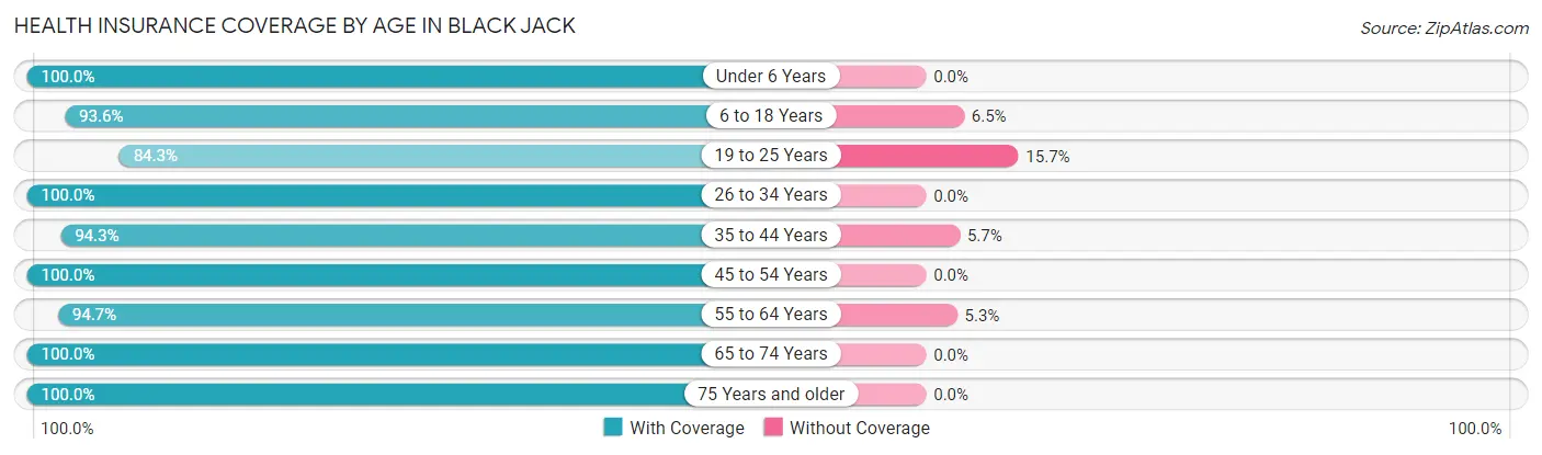 Health Insurance Coverage by Age in Black Jack