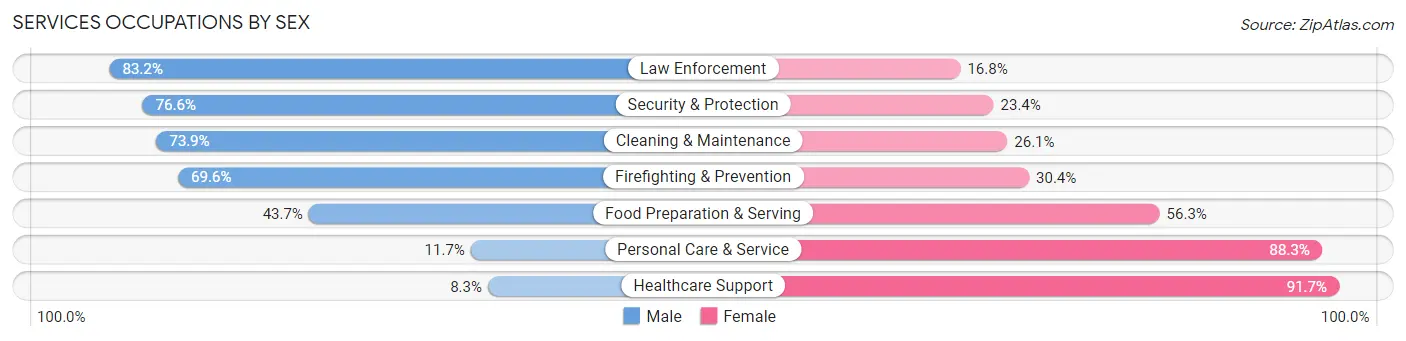 Services Occupations by Sex in Blue Springs