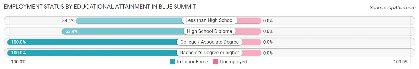 Employment Status by Educational Attainment in Blue Summit