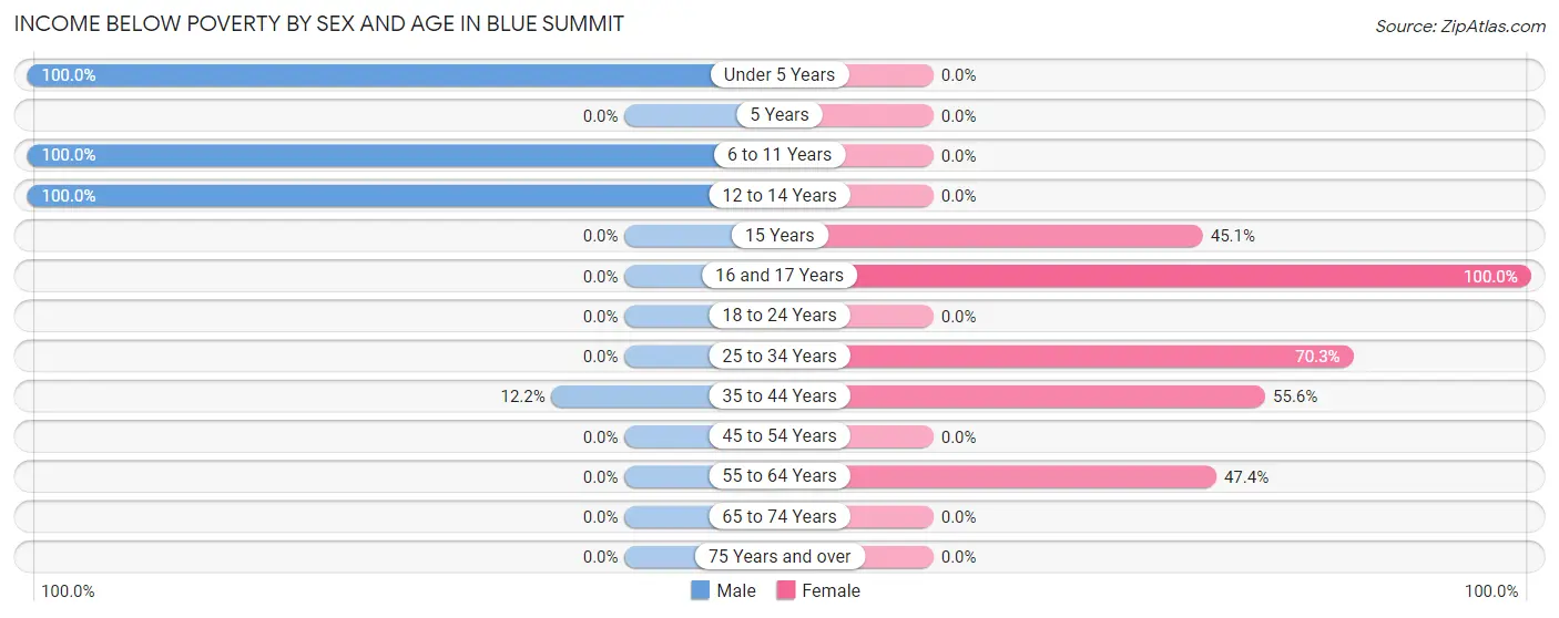 Income Below Poverty by Sex and Age in Blue Summit