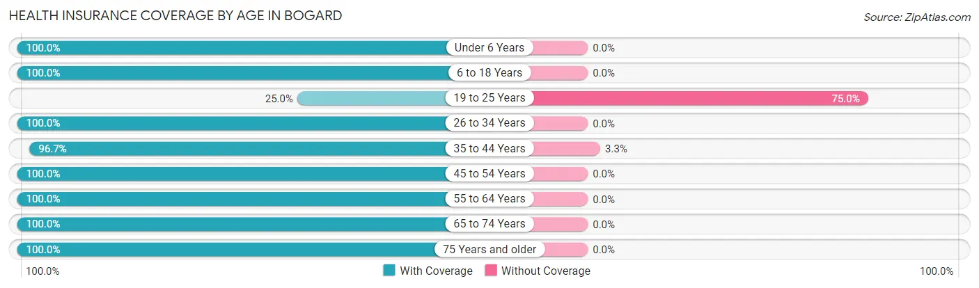 Health Insurance Coverage by Age in Bogard