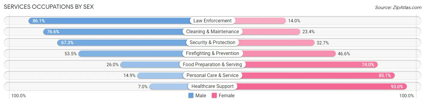 Services Occupations by Sex in Boonville