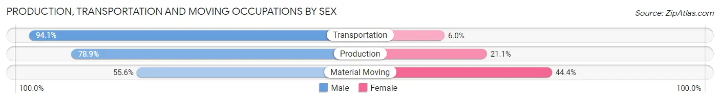 Production, Transportation and Moving Occupations by Sex in Bowling Green