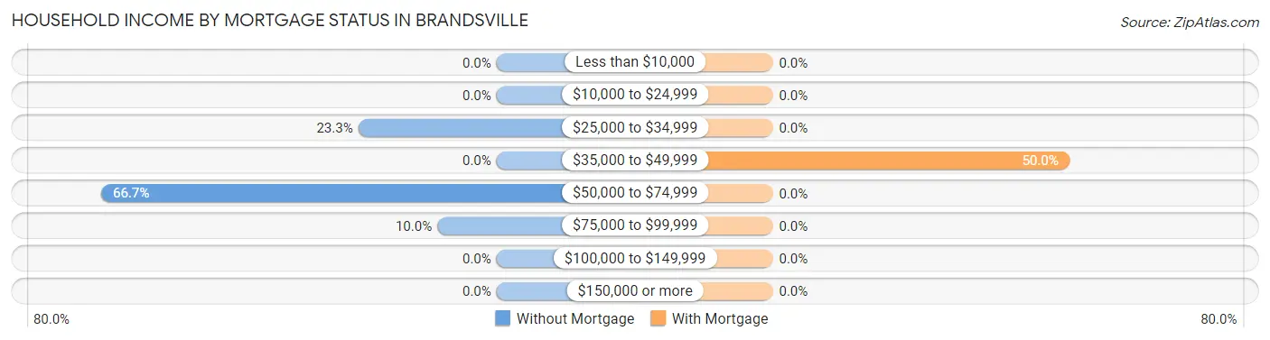 Household Income by Mortgage Status in Brandsville