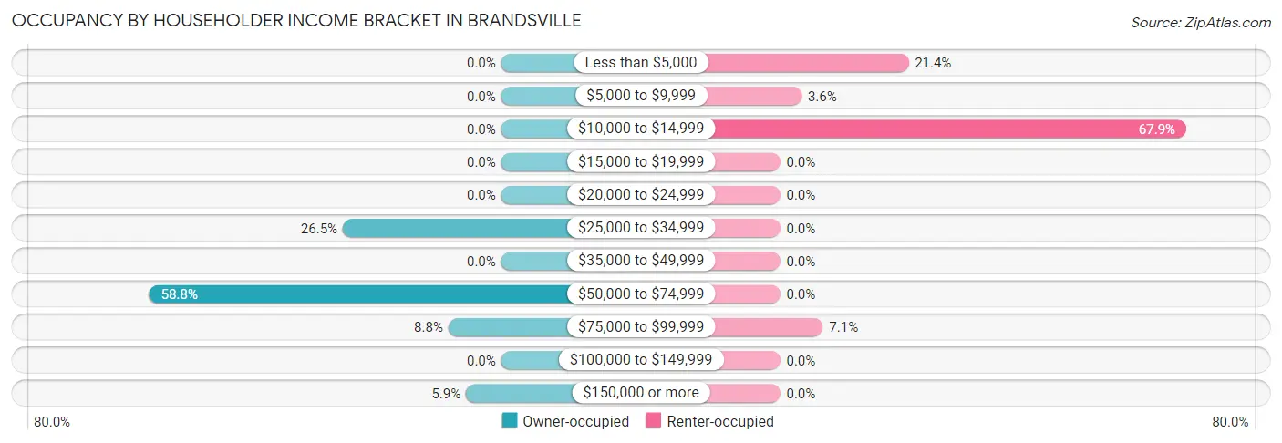 Occupancy by Householder Income Bracket in Brandsville