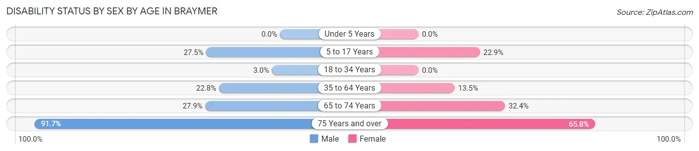Disability Status by Sex by Age in Braymer