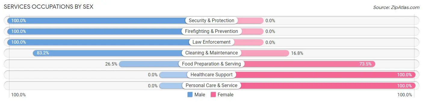 Services Occupations by Sex in Brentwood