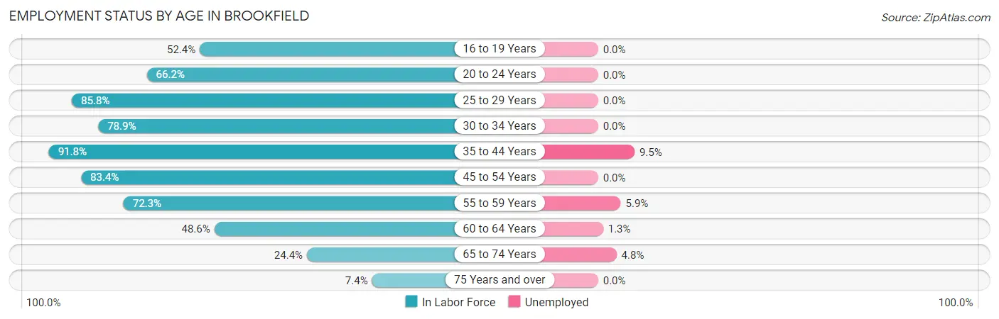 Employment Status by Age in Brookfield