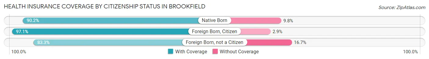 Health Insurance Coverage by Citizenship Status in Brookfield