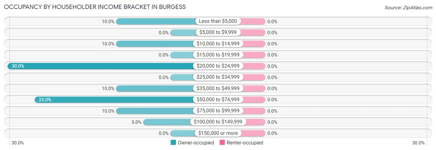 Occupancy by Householder Income Bracket in Burgess