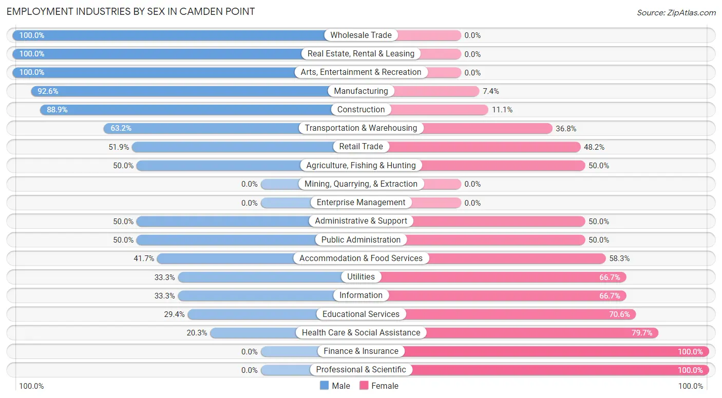 Employment Industries by Sex in Camden Point