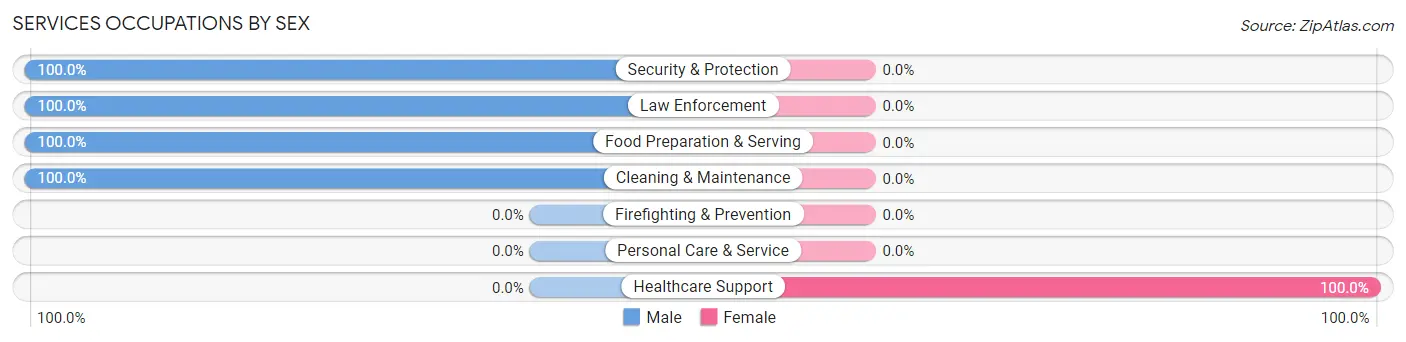 Services Occupations by Sex in Cedar Hill Lakes