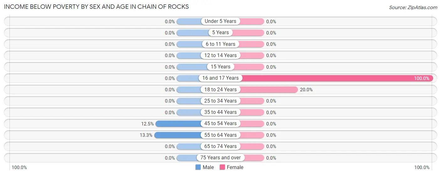 Income Below Poverty by Sex and Age in Chain of Rocks