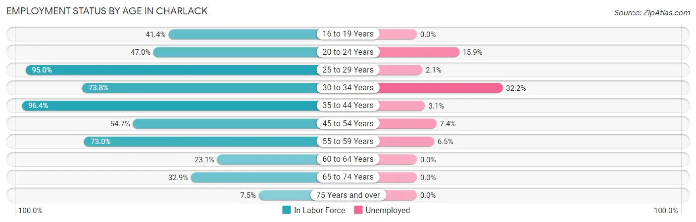Employment Status by Age in Charlack