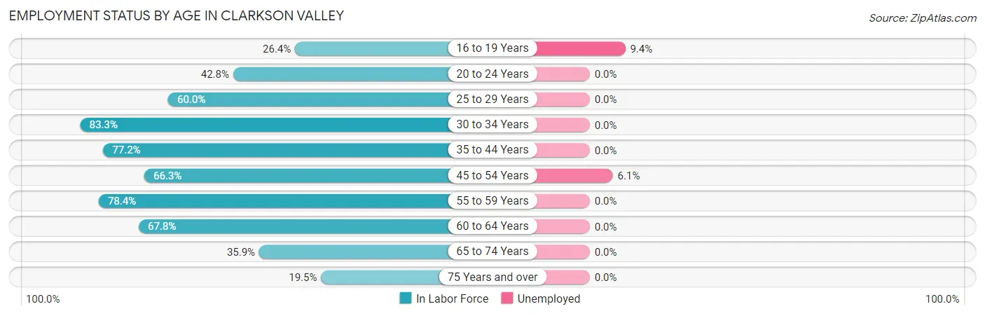 Employment Status by Age in Clarkson Valley