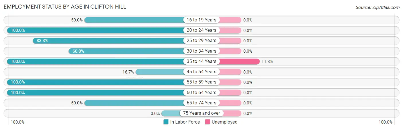 Employment Status by Age in Clifton Hill
