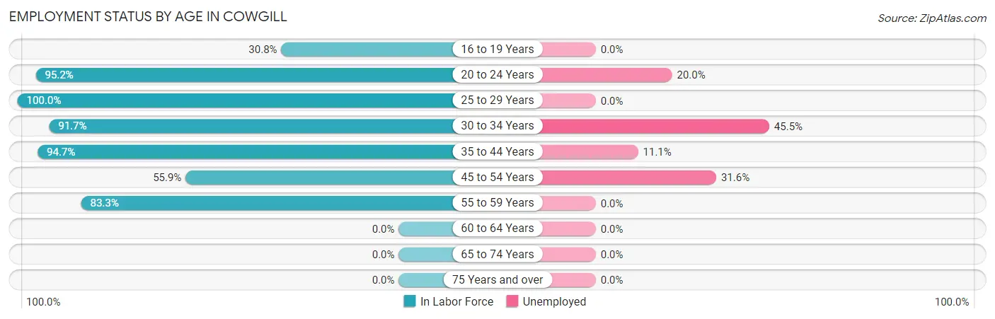 Employment Status by Age in Cowgill