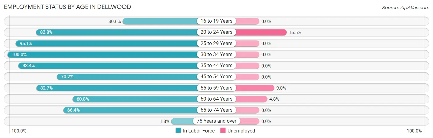 Employment Status by Age in Dellwood
