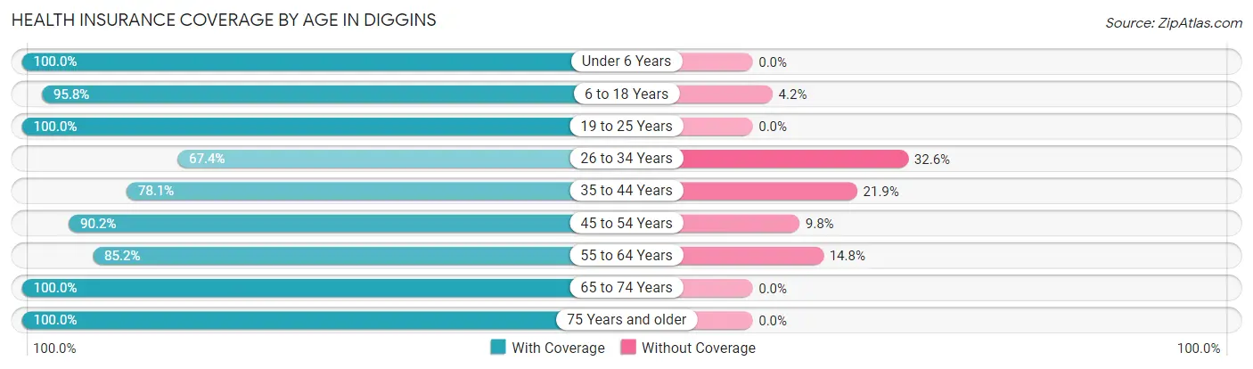 Health Insurance Coverage by Age in Diggins