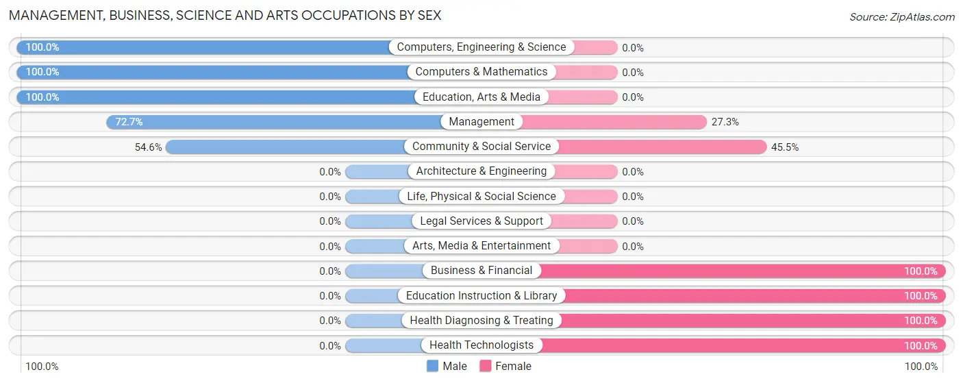 Management, Business, Science and Arts Occupations by Sex in Diggins