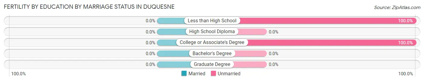 Female Fertility by Education by Marriage Status in Duquesne