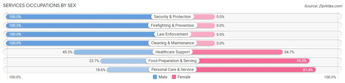 Services Occupations by Sex in Ellisville