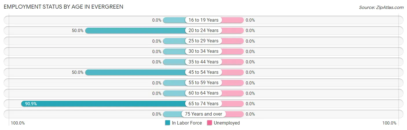 Employment Status by Age in Evergreen