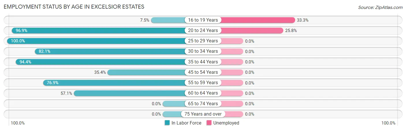 Employment Status by Age in Excelsior Estates
