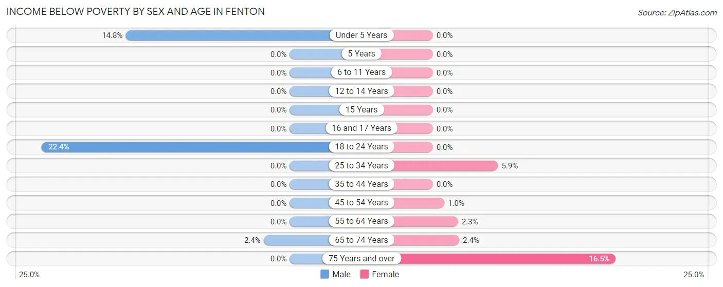 Income Below Poverty by Sex and Age in Fenton