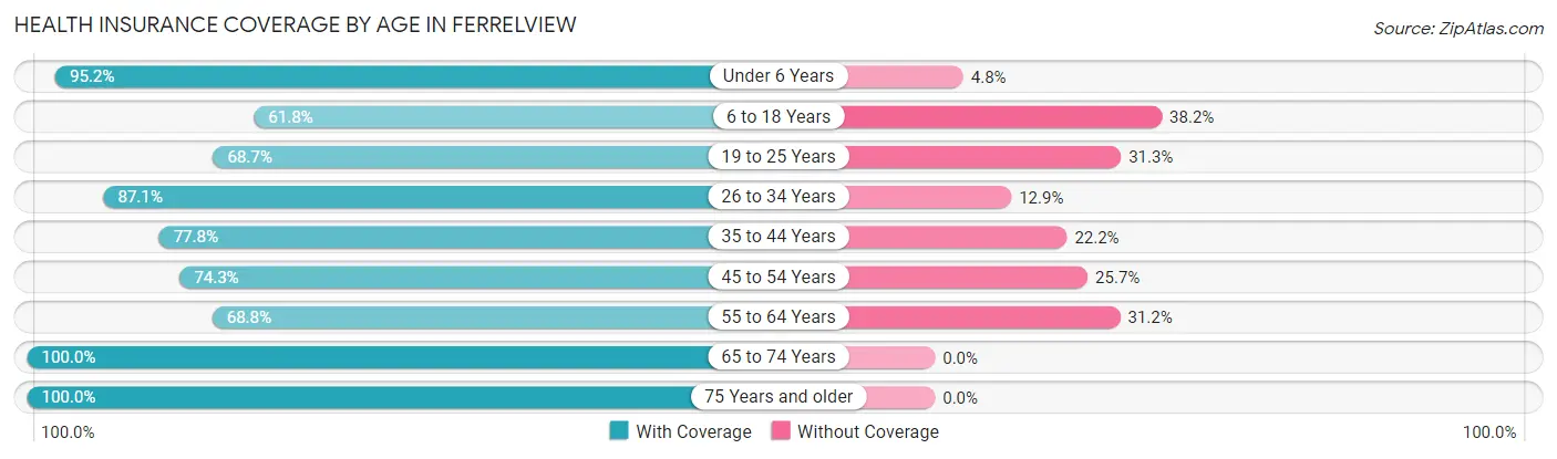 Health Insurance Coverage by Age in Ferrelview
