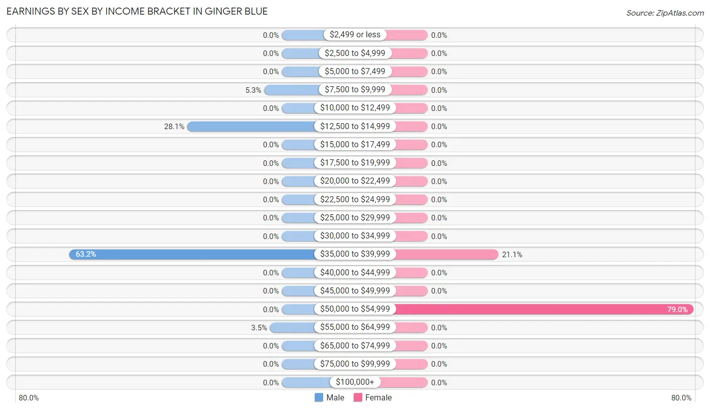 Earnings by Sex by Income Bracket in Ginger Blue