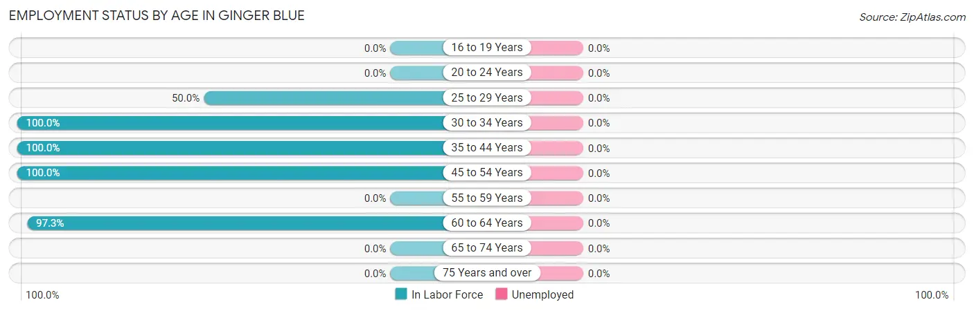 Employment Status by Age in Ginger Blue