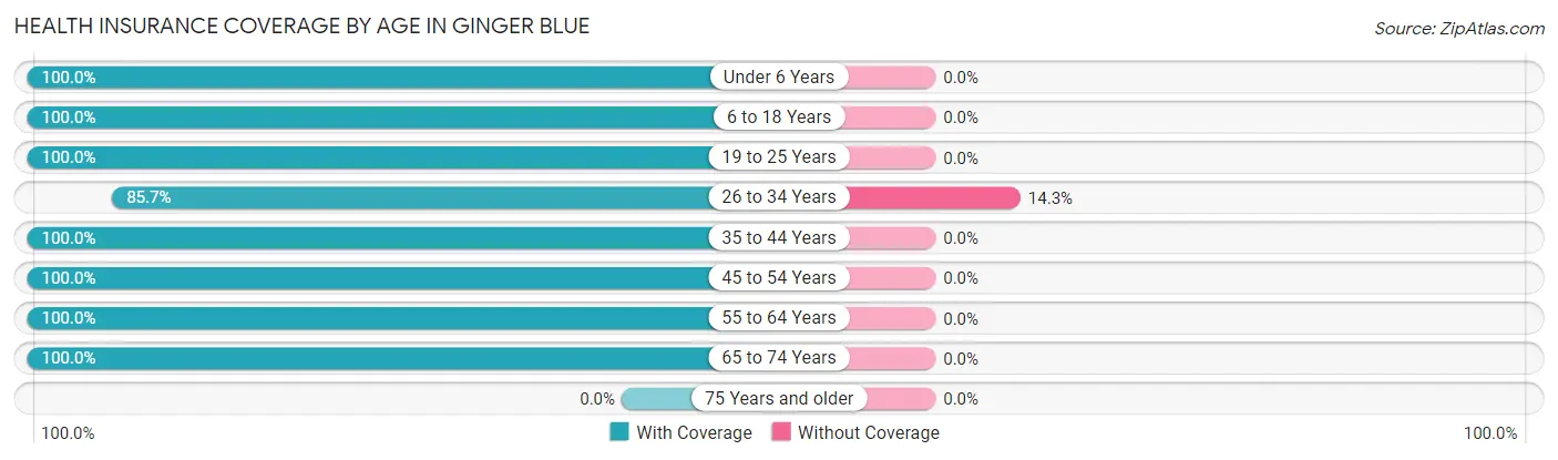 Health Insurance Coverage by Age in Ginger Blue