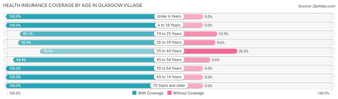 Health Insurance Coverage by Age in Glasgow Village