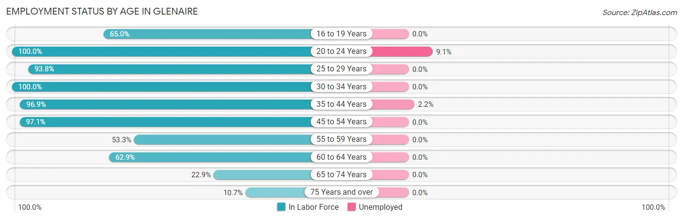 Employment Status by Age in Glenaire