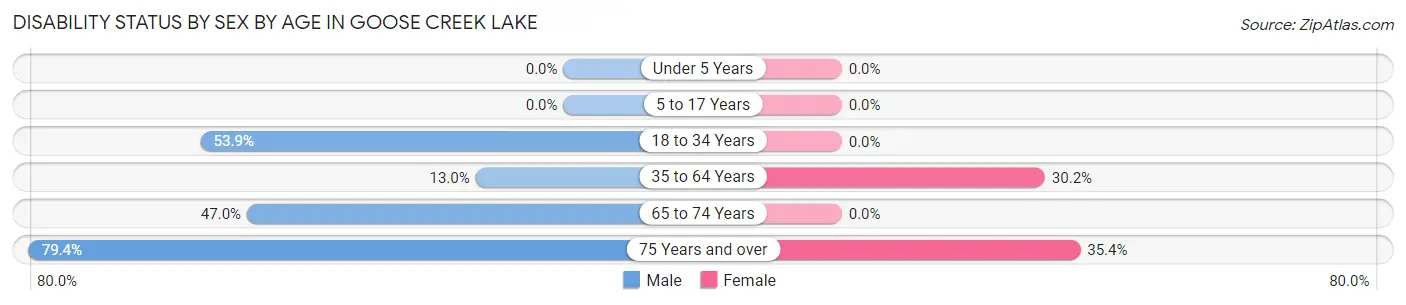 Disability Status by Sex by Age in Goose Creek Lake