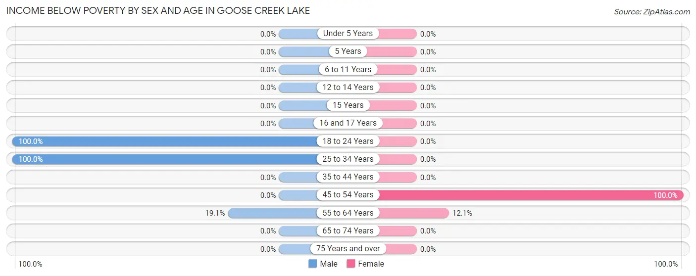 Income Below Poverty by Sex and Age in Goose Creek Lake