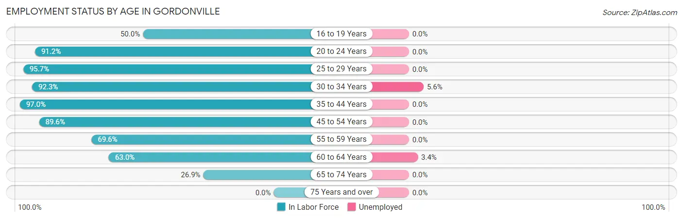 Employment Status by Age in Gordonville