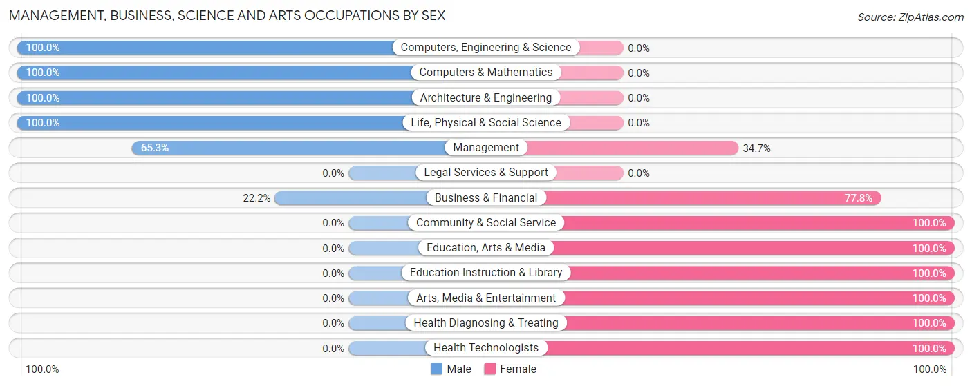 Management, Business, Science and Arts Occupations by Sex in Gordonville