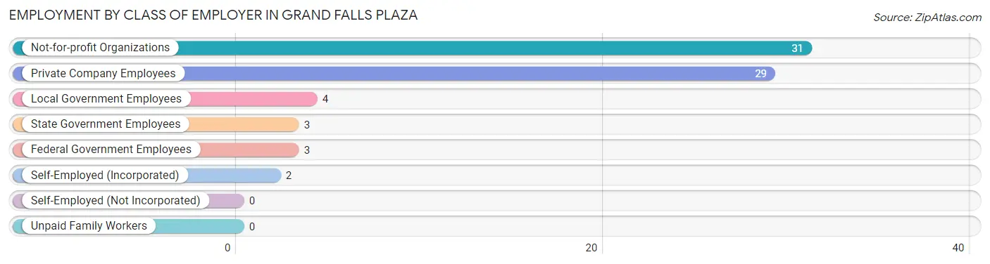 Employment by Class of Employer in Grand Falls Plaza