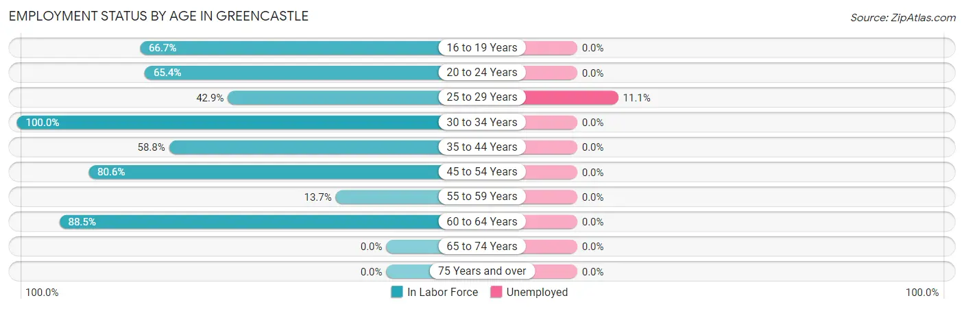 Employment Status by Age in Greencastle