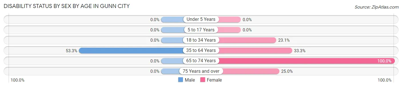 Disability Status by Sex by Age in Gunn City